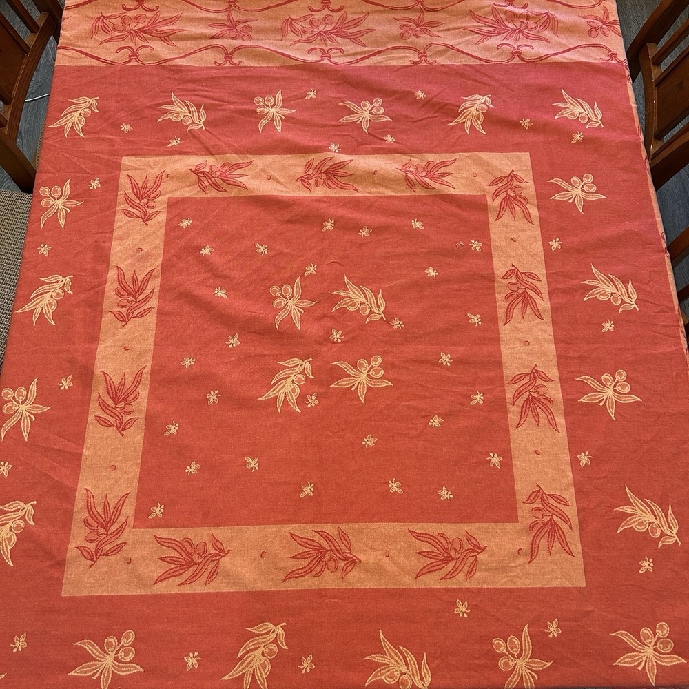 Les Tissages du Soleil French Tablecloth Made in France‎ Red 60" Square Cherries